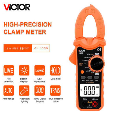 VICTOR Digital Clamp Meter 5999 conta la CC 600V 600A di CA con la torcia elettrica in tensione di NCV