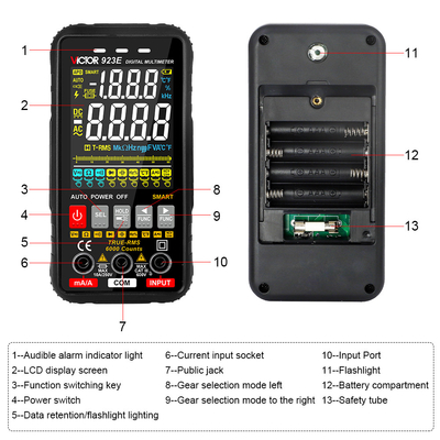 VICTOR 923E Multometro digitale con display colorato Smart Auto range multimeter