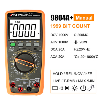Victor VC9804A+ 9804 Pocket Multimeter True RMS AC DC 1000V 20A multimetro digitale
