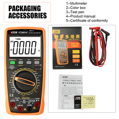 VICTOR VC9805A+1999(3 1/2) True RMS Digital Multimeter Tester Misurazione della resistenza AC DC 1000V 20A Voltmeter Ammeter