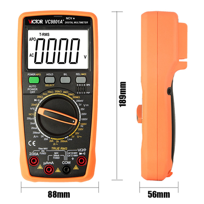 VICTOR VC9808+ Multimetro digitale 2000uF Capacimetro 10MHz Misurazione della temperatura e dell'induttanza della frequenza con test LCR