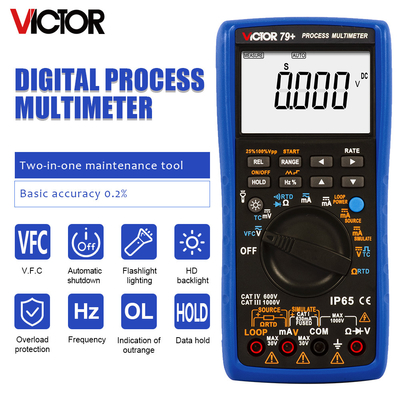 VICTOR 79+ Processo Multimetro resistenza 400 ohm termopare frequenza 100hz loop 24V Multimetro digitale