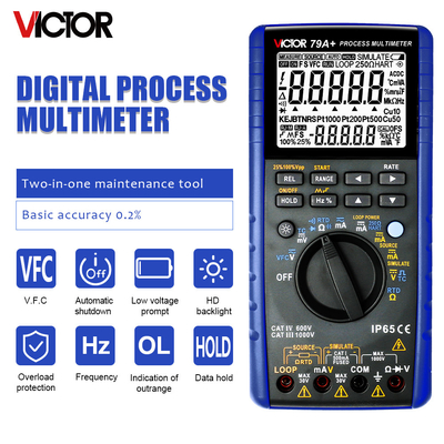 VICTOR 79A+ Calibratore di processo multifunzione professionale Multimetro digitale di processo Multimetro