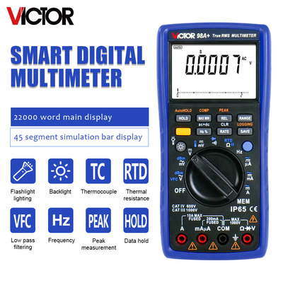 VICTOR 98A+ VICTOR Multimetro digitale 22000 conteggi visualizzazione multimetro autonomia con USB
