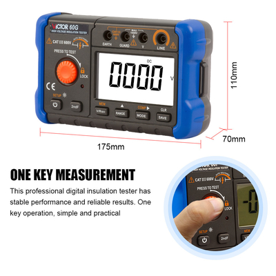 VICTOR60H Display Tester di isolamento digitale 1000V con megohmmetro di registrazione dei dati