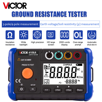 Misura vera di metodo di Palo 4 Palo del tester 3 di resistenza di terra di CA RMS Digital